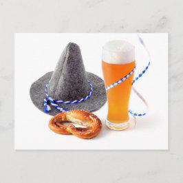 Cartão Postal Transmissor do Oktoberfest com cerveja e pretzel