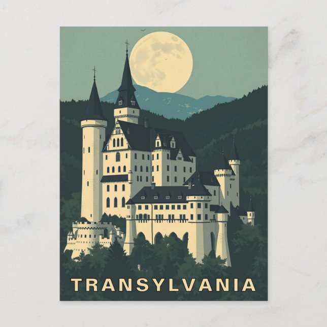 Cartão Postal Transylvania Romania Travel Gothic Castle (Frente)