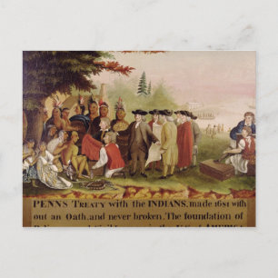 Cartão Postal Tratado de Penn com os indianos em 1682, c.1840