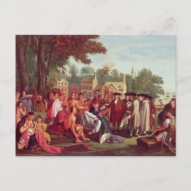 Cartão Postal Tratado de William Penn com os índios em 1683 (Frente)