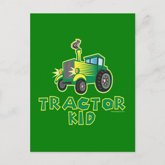 Cartão Postal Trator Kid, Verde (Frente)