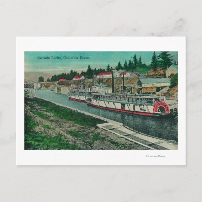 Cartão Postal Trava de Cascade no Rio Columbia (Frente)