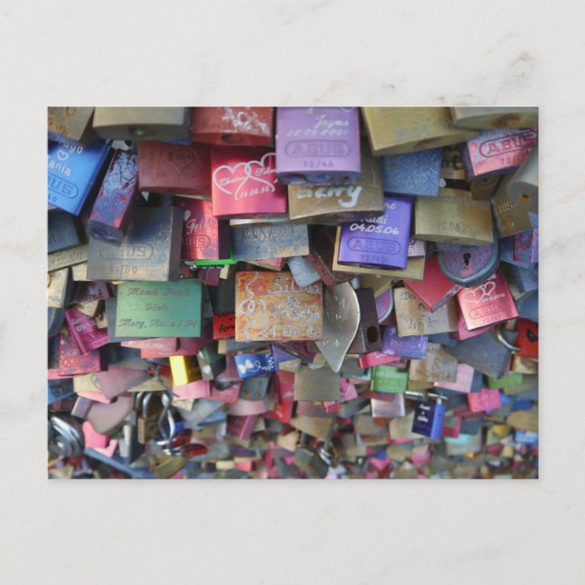 Cartão Postal Travas na ponte de Colônia, Alemanha (Frente)