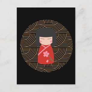 Cartão Postal Travesseiro decorativo DESIGN DE GAROTA JAPONESA