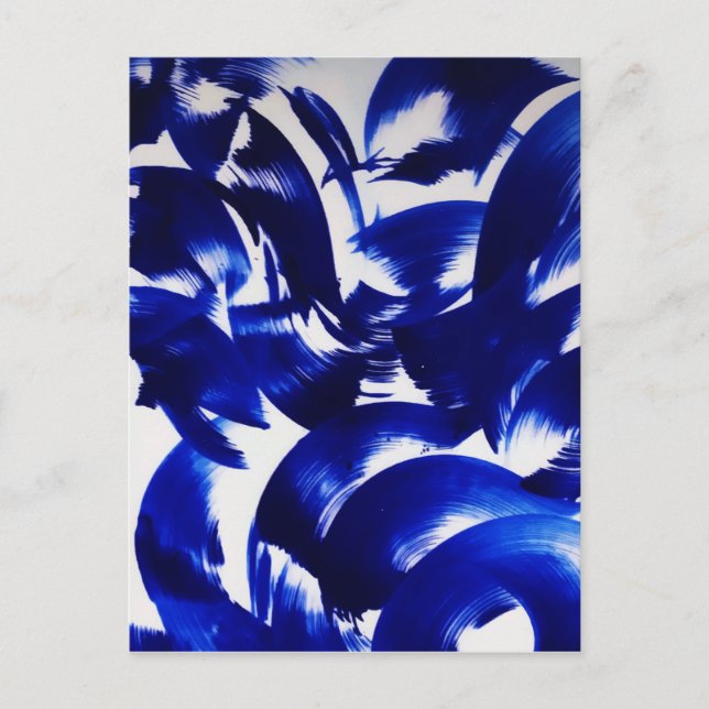 Cartão Postal Trazos de pincel de luz abstracta azul celeste pin (Frente)