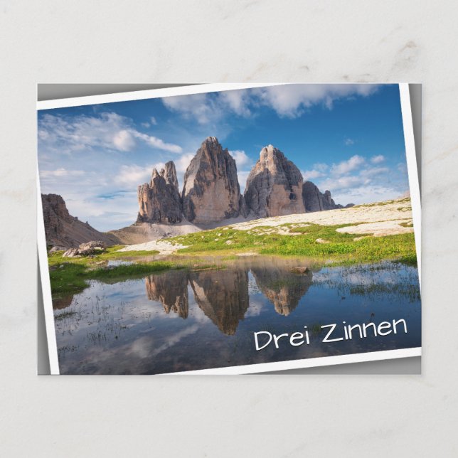 Cartão Postal Tre Cime di Lavaredo/Drei Zinnen Dolomite mountain (Frente)