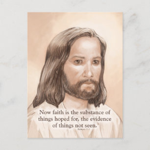 Cartão Postal Trecho de Bíblia de Sépia Jesus - Hebraico 11:1