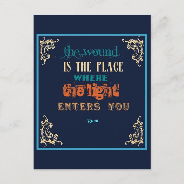 Cartão Postal Trecho de Tipografia Rumi - A Ferida (Frente)