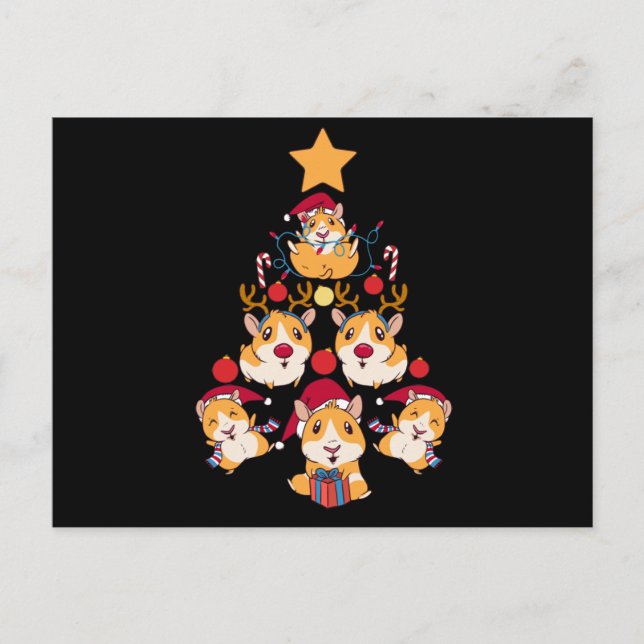 Cartão Postal Tree guinea pig Christmas animals lover (Frente)
