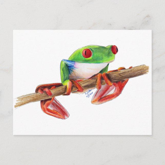 Cartão Postal Treefrog árvore sapo desenho animado (Frente)