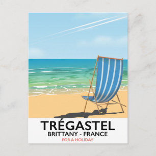 Cartão Postal Trégastel, Bretanha França pôster de férias de pra