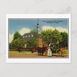 Cartão Postal Treinador colonial em frente a capitol Williamsbur