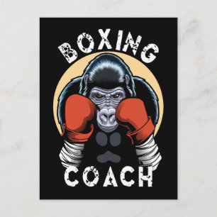 Cartão Postal Treinador de Boxe Gorila - Treinador Esportivo