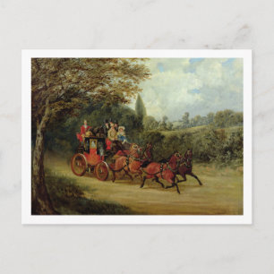Cartão Postal Treinador do Royal Mail com Passageiros (óleo no