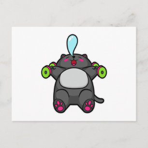 Cartão Postal Treinamento de gatos no peito com Dumbbels