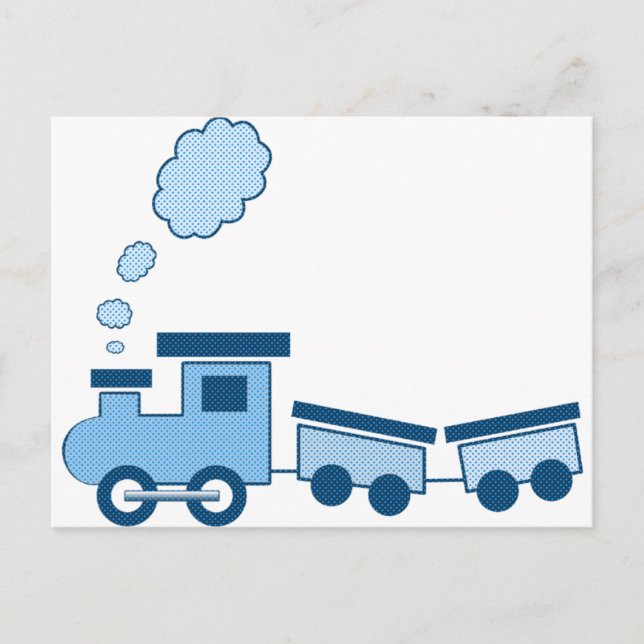 Cartão Postal Trem Azul Choo Choo (Frente)