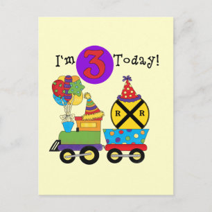 Cartão Postal Trem de Aniversário Camisetas e Presentes de 3º An