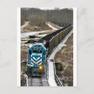 Cartão Postal Trem de carvão no inverno