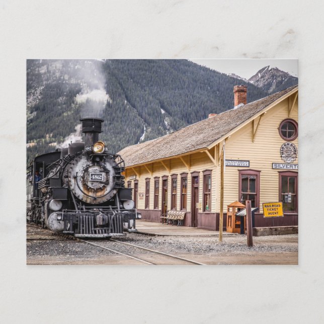 Cartão Postal Trem de Durango Silverton no depósito de Silverton (Frente)