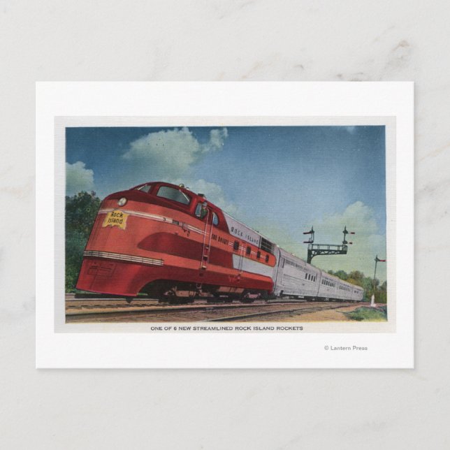 Cartão Postal Trem de RocketStreamlined da ilha da rocha (Frente)