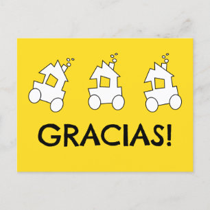 Cartão Postal Trem Espanhol de Aniversário Obrigado