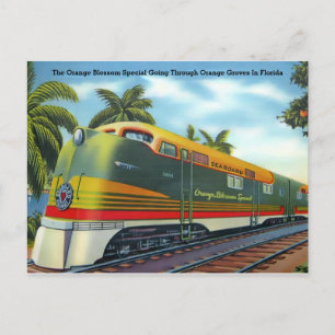 Cartão Postal Trem Especial Flor de Laranja Vintage 1939 Flórida