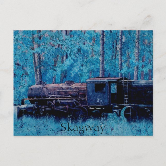 Cartão Postal Trem Locomotiva a Vapor Histórica em Skagway Alasc (Frente)