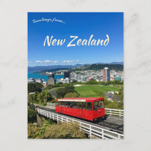 Cartão Postal Trem Vermelho Estação Kelburn Wellington Nova Zelâ