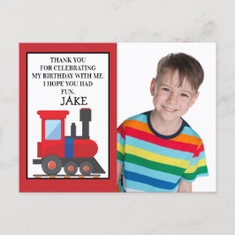 Cartão Postal Trem Vermelho Foto de Aniversário Obrigado