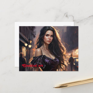 Cartão Postal Trendência elegante de moda da mulher retrato