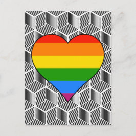 Cartão Postal Trendy Black White Design Rainbow Heart Love