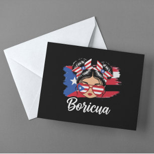 Cartão Postal Trendy Boricua Girl Puerto Rico Flag