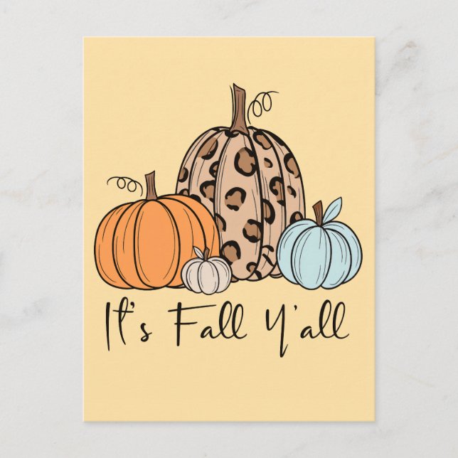 Cartão Postal Trendy Fall Pumpkin | "É Queda Y'all" Cotação (Frente)