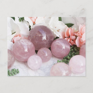 Cartão Postal Trendy Floral Rosa Rosa Quartz Crystal Stone