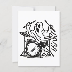 Cartão Postal Trendy Halloween Spooky boo fantasma tocando tambo