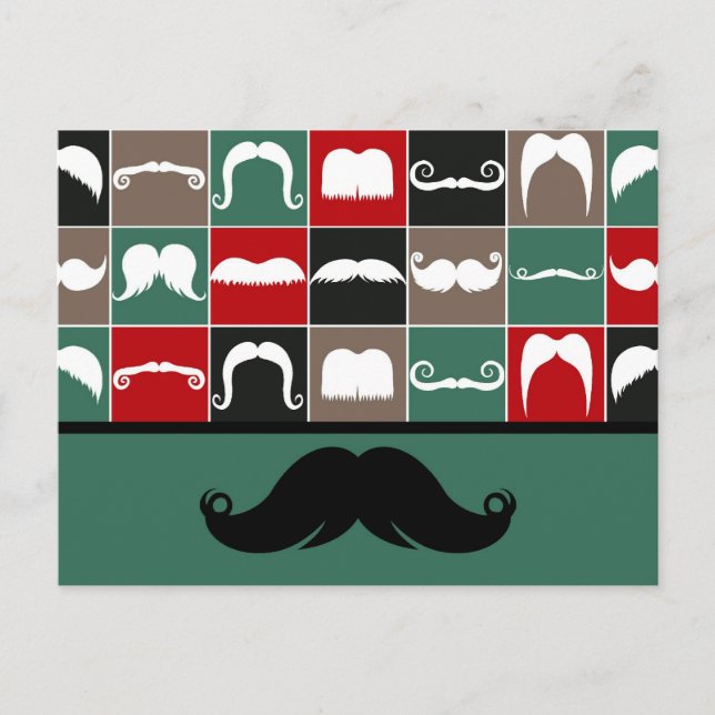 Cartão Postal Trendy Handlebar Mustache para Dia de os pais (Frente)