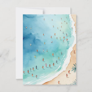 Cartão Postal Trendy Summer Watercolor Ocean Beach Wave