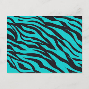 Cartão Postal Trendy Teal Turquoise Black Zebra Stripes