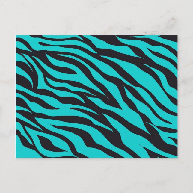 Cartão Postal Trendy Teal Turquoise Black Zebra Stripes (Frente)