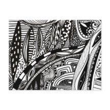 Trendy zen dodle preto branco modelo de paisagem