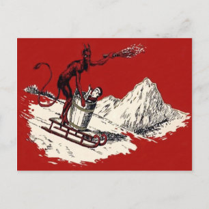Cartão Postal Trenó Vermelho do Krampus Montanha Switch Sequestr
