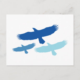 Cartão Postal Três Águias Voando (Azul)