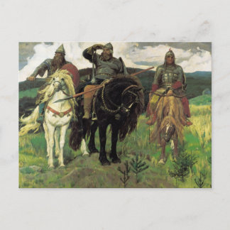 Cartão Postal Três Bogatyrs (1898) por Viktor Vasnetsov Impressã