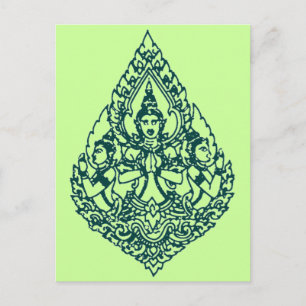 CARTÃO POSTAL TRÊS CABEÇAS BUDDHA REZANDO LAO, THAI E CAMBODIA