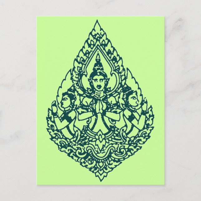 CARTÃO POSTAL TRÊS CABEÇAS BUDDHA REZANDO LAO, THAI E CAMBODIA (Frente)