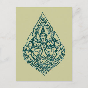 CARTÃO POSTAL TRÊS CABEÇAS BUDDHA REZANDO LAO, THAI E CAMBOJA