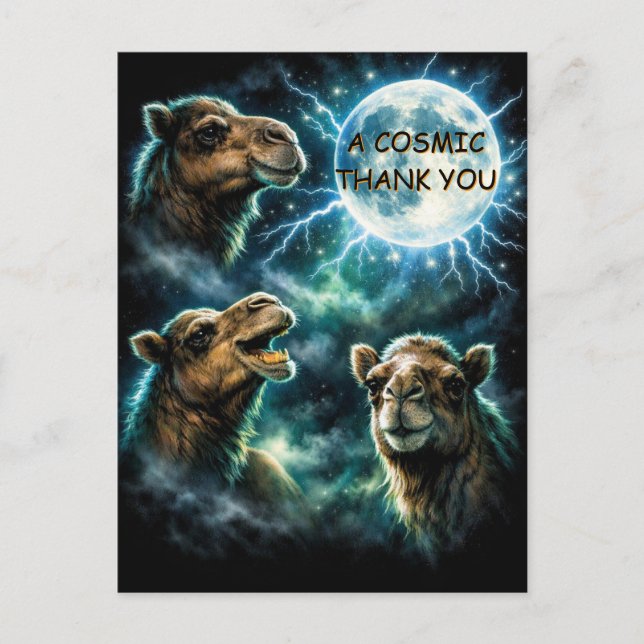Cartão Postal Três Camelos Lua Um Obrigado Cósmico (Frente)