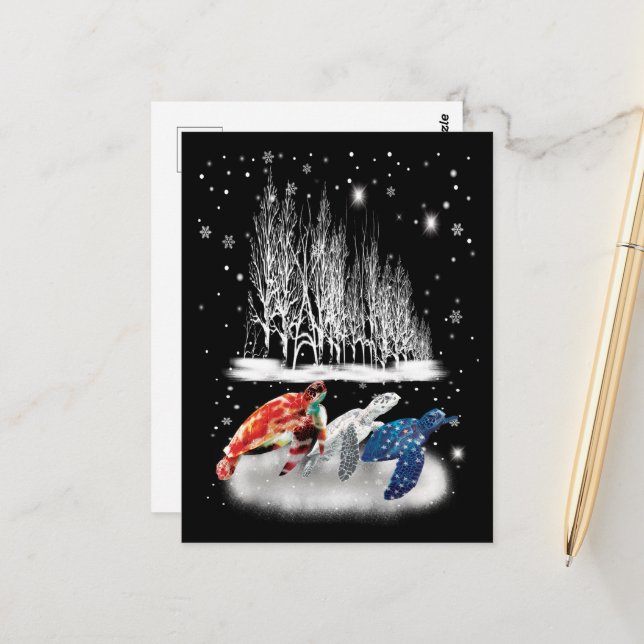 Cartão Postal Três Camisa de Neve Turtle American Floco de Neve (Frente/Verso In Situ)