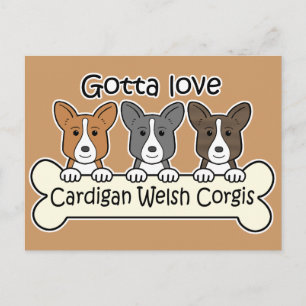 Cartão Postal Três Cardigan Welsh Corgis