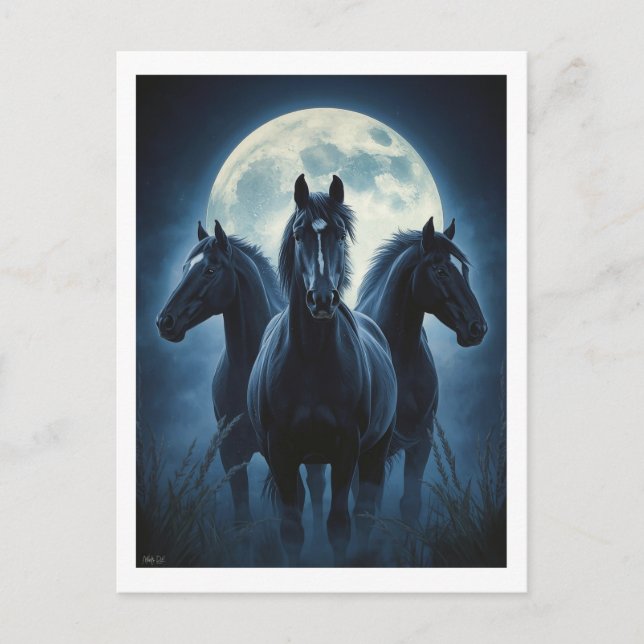 Cartão Postal Três Cavalos Lua (Frente)